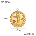 Ciondolo vintage dorato in acciaio inossidabile con rilievo lisca e zirconi rosa - Piastra Lisca di Pesce Strass Rosa (HP1337B3)