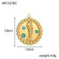 Pendente vintage in oro placcato a quadrifoglio con rilievo a spina e zirconi blu - Piastra Lisca di Pesce Strass Blu (HP1337B5)