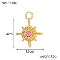 Ciondolo stella polare dorata con zircone rosa per creazione gioielli fai da te - Stile Stella Strass Rosa (HP1373B4)