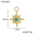 Ciondolo stella polare dorato con zircone blu da 1,4 cm per creazione gioielli - Stile Stella Strass Blu (HP1373B5)