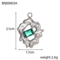 Unregelmäßiger Edelstahl-Anhänger mit grünem Edelstein Größe 2,1 cm x 1,7 cm - Unregelmäßiger Wellen-Grünstein-Stil (BPJ00003A)