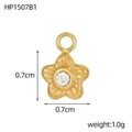Ciondolo a stella dorata con zircone intarsiato e trama a raggiera, 0,7cm x 0,7cm - Stile Stella Piccola Strass Bianco (HP1507B1)