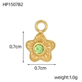 Ciondolo a stella in acciaio placcato oro con zircone verde, 0,7x0,7 cm per gioielli - Stile Stella Piccola Strass Verde (HP1507B2)