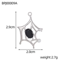 Detaillierter Größenratgeber für Spinnennetz Anhänger mit schwarzem Stein und Perle, 2.9cm Höhe - Dunkler Spinnennetz-Stil (BPJ00009A)