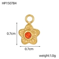 Ciondolo a fiore dorato con zircone arancione, quadrifoglio da 0,7 cm per gioielli - Stile Stella Piccola Strass Arancione (HP1507B4)