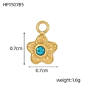 Ciondolo a stella dorato con zircone blu centrale per la creazione di collane DIY - Stile Stella Piccola Strass Blu (HP1507B5)