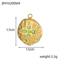 Pendente irregolare in acciaio dorato con cristalli verdi e motivo a stella a rilievo - Martellato Stella Strass Verde (JP41620DW4)