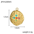 Pendaglio stella quadrifoglio vintage in oro con zirconi colorati e trama martellata - Martellato Stella Strass Multicolore (JP41620DW5)