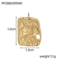 Detailed macro view of gold geometric pendant with lava texture measuring 1.5cm by 1.3cm - Irregular Hammered Rectangle (FP28883D0W0)
