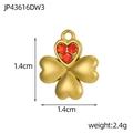 Ciondolo quadrifoglio dorato con foglia in zircone rosso e misura precisa di 1,4 cm - Quadrifoglio Strass Rosa (JP43616DW3)