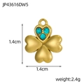 Ciondolo a quadrifoglio in oro opaco con zirconi blu-verdi, dimensione di 1,4 cm - Quadrifoglio Strass Blu (JP43616DW5)