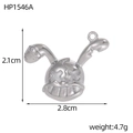 Makroansicht von Punk-Hasen-Anhänger mit Maßen 2,1cm und Gewicht 4,7g Details - X-Auge Zickzack-Mund-Hase (HP1546A)