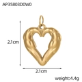 Detailed view of a golden heart pendant with muscle texture, measuring 2.1cm and 4.4g - Muscle Arm Heart Style (AP35803D0W0) / Gold