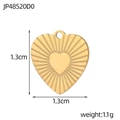 Golden stainless steel heart pendant with brushed texture and radial lines, 1.3cm charm - Brushed Heart Gold (JP48520D0)
