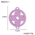 Macro view of purple clover pendant with 1.4cm dimensions and golden connector rings - Purple Round Flower (PJ00235-1)