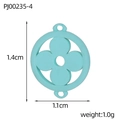 Detailed view of light blue enamel four-leaf clover charm with 1.4cm height dimensions - Cyan Round Flower (PJ00235-4)