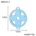 Detailed size view of a light blue four-leaf flower charm with measurement markings - Light Blue Round Floral Style (PJ00235-5)