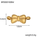 Baroque style stainless steel gold bow pendant with 1.0cm by 0.4cm dimensions - Gold Bowknot Double Loop Accessory (BP0000100BW)