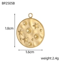 Golden stainless steel starburst pendant with hammer texture finish, size 1.8cm by 1.6cm - Sun Star Round Disc (BP2505B)