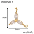Gold baroque style three-petal flower pendant with marquise-cut zircon stones - Three-Petal Clear Marquise Rhinestone Pendant (BP0000126B-1)