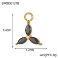 Baroque clover pendant in gold stainless steel with black marquise cut stones - Clover Black Marquise Radiating Pendant (BP0000127B)