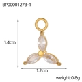 Vintage stainless steel evil eye star moon pendant in golden finish with marquise gems - Clover Clear Marquise Rhinestone Pendant (BP0000127B-1)