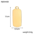 Polished gold rectangular stainless steel pendant with 1.1cm height for DIY jewelry - Simple Rectangle Tag Style (PJ00440D)