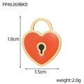 Cute heart lock pendant in red enamel with gold finish, 1.8cm small jewelry charm - Red Heart Lock Style (FP46369BK0)