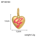 Pendentif coeur doré poli avec lettre rose rouge, taille 1,1x1,2cm en acier inoxydable chic - Style Cœur Lettre Cursive Rose (BP1881B4)