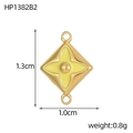 Pendentif losange en acier doré avec trèfle jaune émaillé pour création bijoux - Style Losange Trèfle Jaune (HP1382B2)