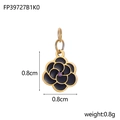 Detail of camellia flower pendant with black drip oil and purple zircon inlay - Camellia Shape (FP39727B1K0)