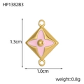 Connecteur fleur en émail rose en acier inoxydable doré pour créer bijoux - Style Fleur Pointue Émail Rose (HP1382B3)