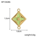 Connecteur de pendentif en acier inoxydable émaillé vert avec motif étoile, 1,3 cm x 1,0 cm - Style Étoile Goutte d'Huile Vert (HP1382B6)