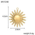 Detaillierte Größenangaben für goldenen Barock-Sonnenanhänger mit 4,3 cm Höhe - Matter Unregelmäßiger Strahl Stil (BP3724B)