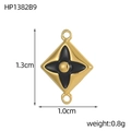 Pendentif vintage doré en forme de losange avec étoile noire de 1,3 cm sur 1,0 cm - Style Fleur d'Étoile Noire (HP1382B9)