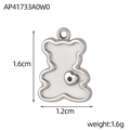 Silver bear pendant in stainless steel with white enamel and black zircon heart, 1.6cm - Silver Bear Pendant (AP41733A0W0)