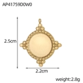 Golden round stainless steel geometric pendant base with beaded edge for DIY jewelry - Gold Beaded Edge Pendant (AP41759D0W0)