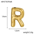 Polished gold stainless steel letter R pendant charm for DIY necklaces 1.9cm height - Bubble Letter R Pendant (HP47707FWR)