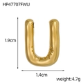 Chubby balloon style letter U pendant in 14k gold plated stainless steel, 1.9cm height - Bubble Letter U Pendant (HP47707FWU)
