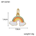 Pendentif arc-en-ciel avec rayures en émail coloré et nuages blancs pour bijoux DIY - Style Arc-en-ciel Goutte d'Huile Multicolore (HP1387B1)