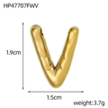 Polished gold stainless steel letter V pendant charm for DIY jewelry necklaces - Bubble Letter V Pendant (HP47707FWV)