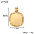 Golden square stainless steel geometric pendant with beaded border and matte finish - Gold Rounded Square Pendant (BP1489B)