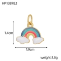 Pendentif arc-en-ciel avec nuages blancs et finition dorée pour bijoux, 1,9cm - Style Arc-en-ciel Quatre Couleurs Bleu-Rose (HP1387B2)