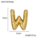 3D gold-plated stainless steel letter W pendant charm, 1.9cm height for DIY jewelry - Bubble Letter W Pendant (HP47707FWW)