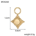 Golden geometric diamond-shaped stainless steel pendant with bead edge detail - Gold Rhombic Symmetrical Pendant (BP2026D)