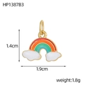 Pendentif nuage arc-en-ciel en acier inoxydable doré et émail, taille 1,4cm x 1,9cm - Style Arc-en-ciel Émail Trois Couleurs (HP1387B3)