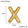 Polished gold stainless steel puffy letter X pendant for DIY necklaces and jewelry - Bubble Letter X Pendant (HP47707FWX)