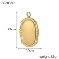 Golden oval stainless steel jewelry pendant base with dimensions 1.7cm by 1.1cm - Gold Oval Pendant Base (BP2035D)