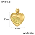 Pendentif cœur doré avec émail vert et jaune, dimensions 1,7 cm sur 1,5 cm - Style Cœur Concentrique Vert-Jaune (HP48746B1)