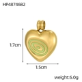 Pendentif cœur en acier inoxydable doré avec émail vert, mesure 1,7cm x 1,5cm - Style Cœur Ovale Vert Clair (HP48746B2)